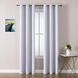 ChrisDowa Grommet Room Darkening Curtains for Bedroom and Living Room - 2 Panels Set Thermal Insulated Blackout Curtains (Greyish White, 42W x 84L)
