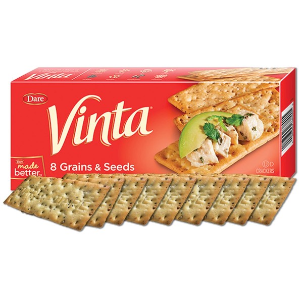 Vinta Crackers, Original – Delicious Bold Taste of 8 Grains and Seeds – No Artificial Flavors, No Cholesterol, Peanut Free - Delicious Plain or Topped, 8.8-ounce. (Pack of 12 )