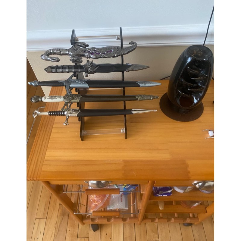 Acrylic Knife Display Stand, Holds 6 Pocket Knives, Transparent/Black, 14x15x8.4
