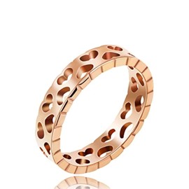 Uloveido Rose Gold Plated Hollow Love Hearts Ring Wedding Promise Band Couples Rings Romantic Valentines Gifts for Women Girls Y1600-UK (size N1/2)