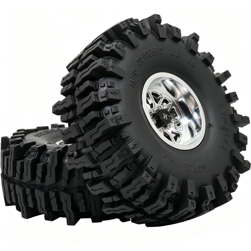 HOBBYSOUL 5.9'' Tall Mud Slingers XL RC 2.2 beadlock Wheels