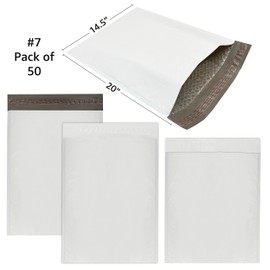 Poly Bubble padded Mailer - (50pack, #7-14.5" x 20") Pack and Ship - self sealing Industrial standard Office, School, and Business shipping product