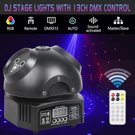 Moving Head Light, DJ Stage Lights with 13 Channel DMX Control and Sound Activation for Party Home KTV Bar
