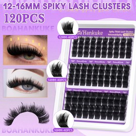 Wispy Lash Clusters Volume Eyelash Clusters Thick Manga Cluster Eyelash Extensions 12-16MM D Curve Lashes Clusters Wide-Span Spiky Individual Lashes DIY Salon-Like Anime Cluster Lashes by Boahankuke