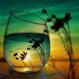 SkyNBillion DIY 5D Diamond Painting by Number Kits Wine Glass Plant Beach Water Canvas Picture Cross Stitch Full Drill Beads Arts Craft for Beginner Adults Home Wall Decor Gift 12x12 inch