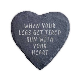 Slate Running Coaster - When Your Legs Get Tired Run With Your Heart - Running Gift - Gifts For Runners