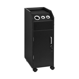 RVEE Salon Storage Rolling Cart Wooden Salon Cart Storage Trolley with 4 Drawers Compact Salon Rolling Cart with Wheels, 3 Hair Dryer Holder, 2 Keys (Black-H)