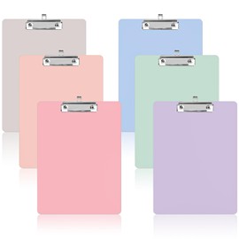 Geyoga 6 Pcs Plastic Clip Board with Low Profile Metal Clip, 12.3 x 8.9 Inch Macaron Standard A4 Letter Size Clipboard for Classrooms Nurse Clipboard for Office Supply School Students Women Restaurant