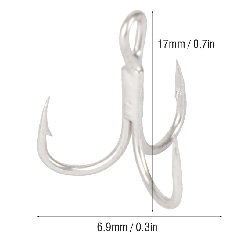 20Pcs High Carbon steel Strength Sharp Treble Hooks with Barb