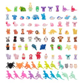 CLOCK KING 90Pcs 3D Animal Erasers for Kids, All are Animal Styles, Random Desktop Pets Toys Gifts, Mini Puzzle Classroom Rewards, Kids Party Favors Back to School Supplies