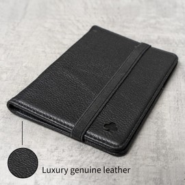 PORTER RILEY - Premium Leather Passport Holder/Case/Cover/Travel Wallet (Pure Black)