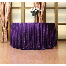 SquarePie Sequin Tablecloth Round Purple 90 Inch Sparkly Table Linen for Wedding Birthday Party Christmas