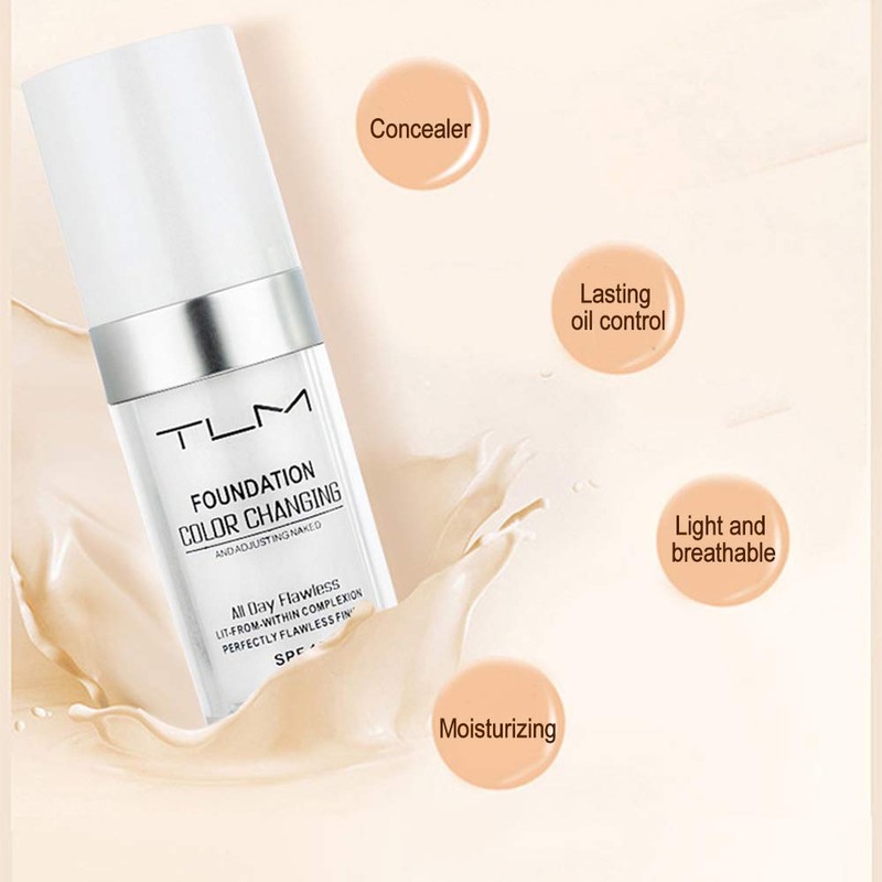 2PCS TLM Colour Changing Foundation - Flawless Coverage, Lightweight Formula,