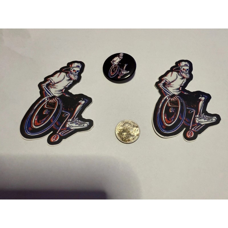 Unbranded Cool Wheelchair Disabled Logo Dude Decal Stickers & Button