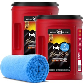 Folger Black Silk Dark Roast Ground Coffee – 40.3 oz | Bold & Smooth | Rich Aroma, Full-Bodied Flavor for Coffee Lovers + Towel - (2-Pack)