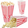 4 Pack Reusable Popcorn Containers, Classic Striped White & Red
