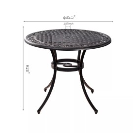 Table 35.5 " Patio Dining Table ,Cast Aluminum Round Patio Bistro Table for Garden