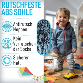 Piarini Children's ABS Stopper Socks – 1 Pair – Wool Socks – Winter Socks – Norwegian Socks with Inner Terry Cloth, Blue-coloured