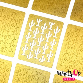 Whats Up Nails - Cactus Vinyl Stencils for Nail Art Design (1 Sheet, 12 Stencils)