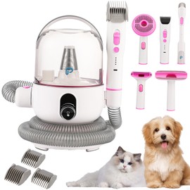 Amenitlif Pet Grooming Vacuum Kit, Dog Clippers for Grooming,Cat Hair Brush Shedding Trimmer Supplies Tool,15Kpa Super Suction Power