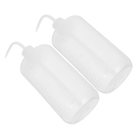 Alipis 2Pcs Plastic Wash Bottles Translucent Squeeze Measuring Containers with Graduated Scales and Bent Nozzle for Lab Gardening and Tattoo Use