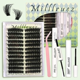 Beginner Friendly   Eyelash Extension Kit  False Lashes (Cluster & Individual) with  Lash Bond & Seal for Instant Glam  WaterProof Lashes for For Girl  Eyelash Extension at Home Makeup  gift:_Fox ultra