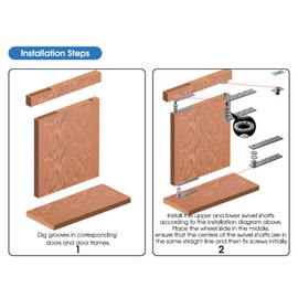 TheElves Pivot Hinge, Heavy Duty Pivot Hinge Hardware Kit 180°/360° Rotation for Hidden Secret Door & Bookcase Door, Invisible Hardware Support up to 300lbs for Swinging Doors & Sliding Doors