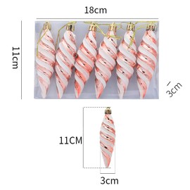 6Pcs 11CM Large Spiral Shaped Baubles Glitter Christmas Tree Ornaments Decorated Hanging Baubles Glitter Baubles Christmas Tree Pendants Ornaments Holiday Wedding Party Decoration, Rose Gold