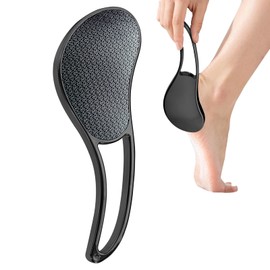 Glass Foot File, 2 in 1 Crystal Glass Callus Remover Foot Scrubber and Heel Scraper for Men, Women, Dead Skin Removal Pedicure Tool, Black