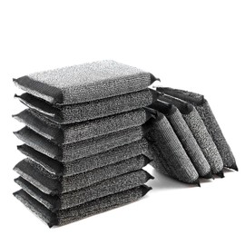 12 Stück Scheuerschwamm Topfreiniger Spülschwamm Waschbar,Stahlschwamm Küchenschwamm Zweiseitig Putzschwamm,Multipurpose Wire Dishwashing Rags für Töpfe,Geschirr,Spülen