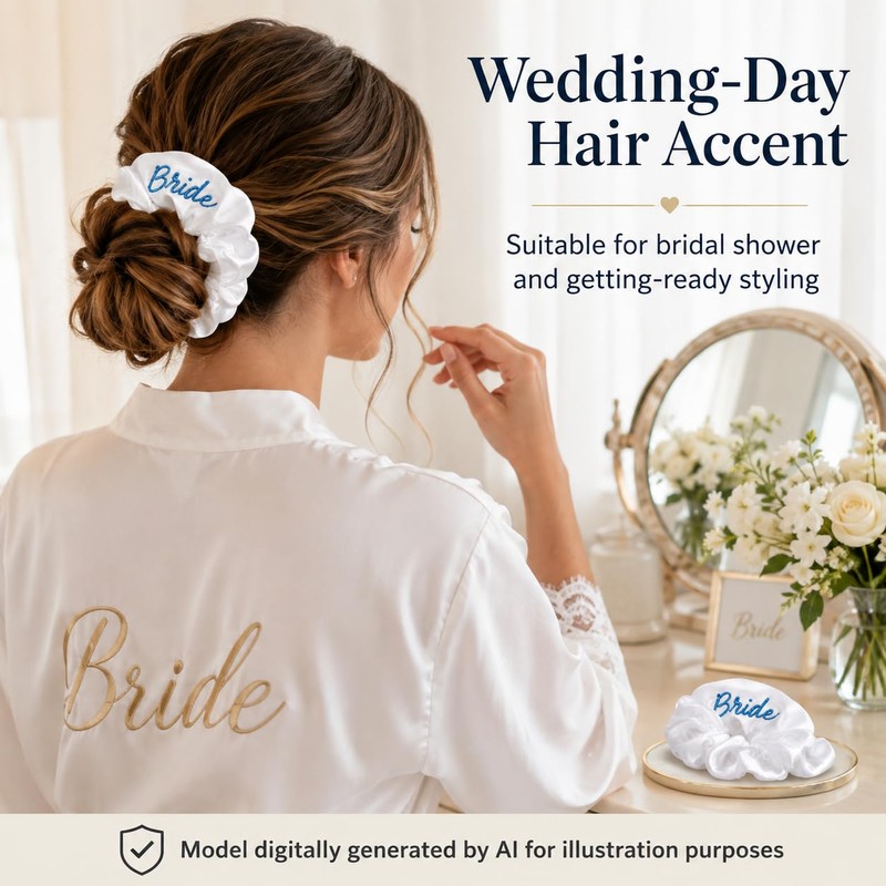 2 Pcs Bride Hair Solid Scrunchies for Women Accessories to