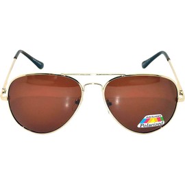 Set of 3 Classic Aviator Style Sunglasses Gold Metal Frame Polarized Brown Lens