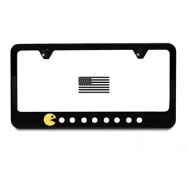 Pac Man License Plate Frame | Black Metal | Retro Anime Game Nostalgic Classic