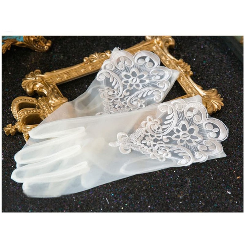 Bloomlove Wedding Gloves, Short Wedding Gloves, Lace, Wedding, Brides (Pure