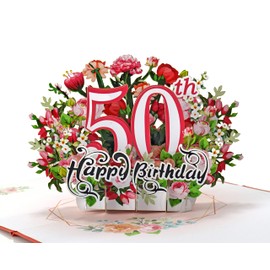 CUTPOPUP 50th Birthday Pop Up Card, Happy 50th Birthday Card for Women, Mom, Grandma, 3D Greeting Pop Up Card UK