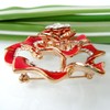 Navachi 18k Gold Plated Crystal Red Enamel Rose Flower Az7445b