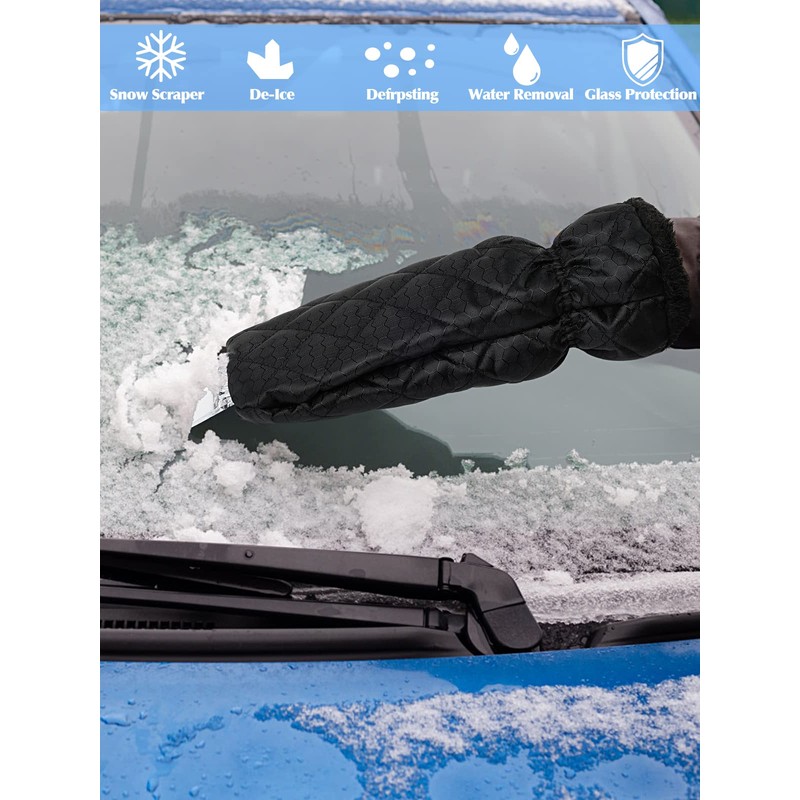 DIAOCARE Ice Scraper mitten for Windscreen, Snow Removal with Antifreeze
