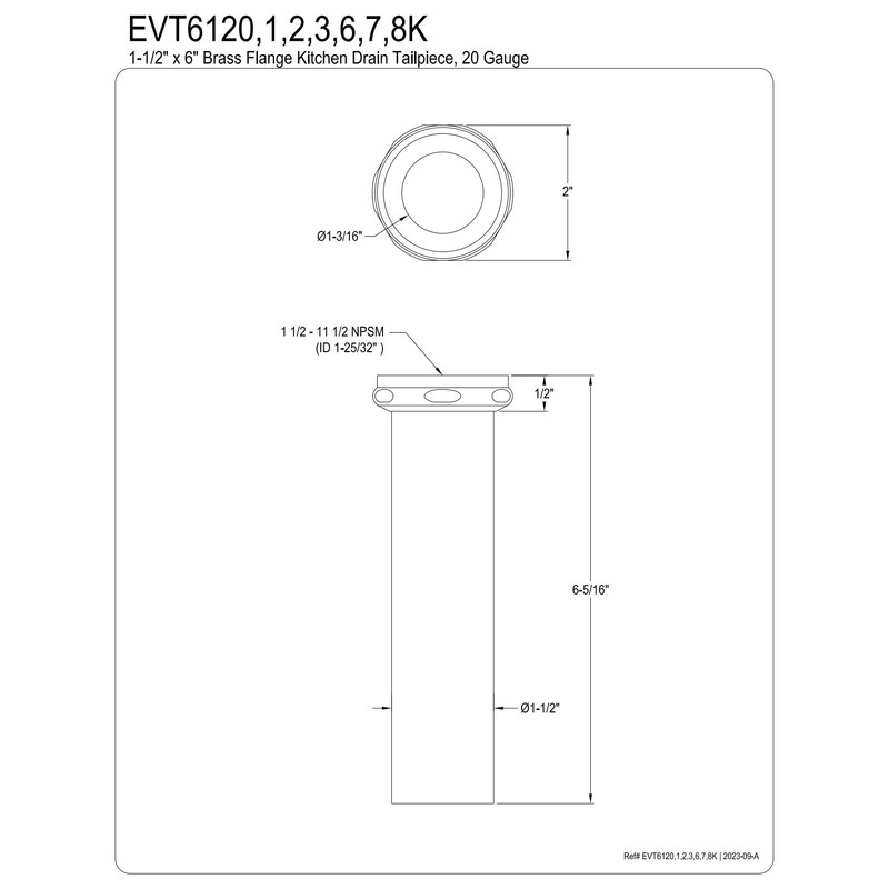 Kingston Brass EVT6120K Century 1-1/2" x 6-1/2" Brass Slip Joint