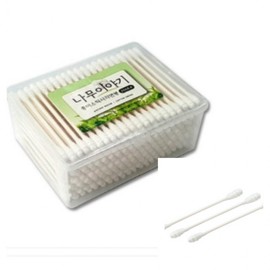 200P Paper Cotton Swabs - Swirl Tip Ear Pick & Pure Cotton Hygienic Cotton Swabs 4ea