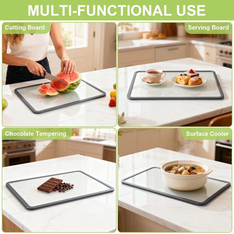 Tempered Glass Cutting Board 8x12" and 12x16", GUGEMEI Glass Chopping