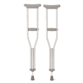 Medline Guardian Standard Aluminum Push-Button Crutches for Youth - Lightweight, Adjustable Height, 300 lb. Weight Capacity, Pack of 8 Pairs - Reliable Mobility Aid for Young Patients