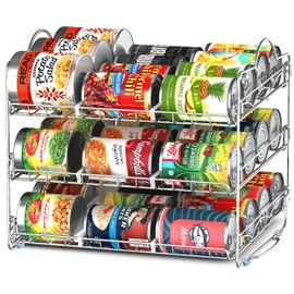 Utopia Kitchen Storage Can Rack Organizer, Stackable Can Organizer Holds Upto 36 Cans for Kitchen Cabinet or Pantry (Chrome)