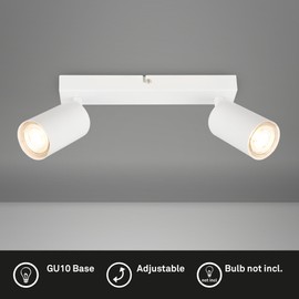 BRILONER - Swivelling Ceiling Light GU10 Socket Max 9W Ceiling Light Lamp Living Room Lamp Bedroom Lamp Kitchen Lamp Ceiling Spotlight Ceiling Lighting Hallway Lamp 25.5cm White