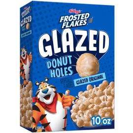 Kellogg's Frosted Flakes Glazed Donut Holes Breakfast Cereal, Kids Cereal, Family Breakfast, Original, 10oz Box