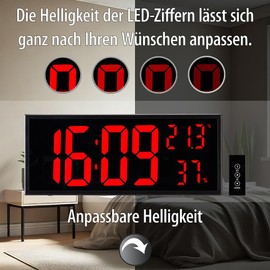 Lunartec Digital Hygrometer: Set of 2 LED Wall & Table Clocks, Jumbo Time, FB, Hygro/Thermometer (Desk Clock, Decorative Clock, Digital)