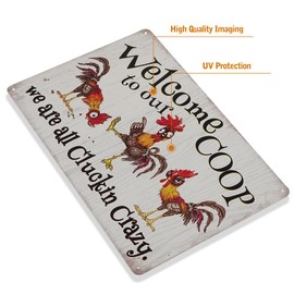 Welcome to Our Clucking Chicken Home Decor Wall Art Sign, Decorative Plaque for Living Room, Kitchen, Bedroom
