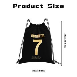 PSFXBM Golden Ronaldo School Bag, CR7 Backpack Drawstring Bag for Boys, Sport Gym Beach Travel Accessories, Lightweight Durable Football Gifts for Teen Boys and Men