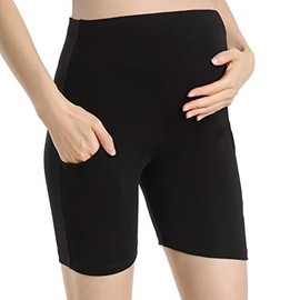 Ferrieswheel Story Maternity Pants for Women Pregnancy Leggings with Pockets Pregnant Shorts Pants Black