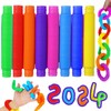 Pop Tubes Sensory Toy, Pack of 24 Colourful Stretch Tube
