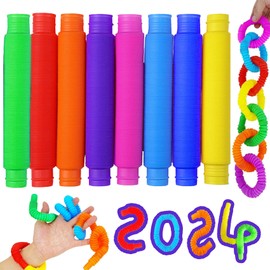 Pop Tubes Sensory Toy, Pack of 24 Colourful Stretch Tube Sensory Toy, Pop Tubes for Children, Stress and Anxiety Relief, Children, Adults, Party Bags, Children's Birthday Party, Boy Party Favours